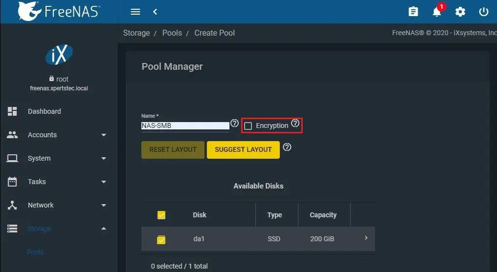 freenas pool manager