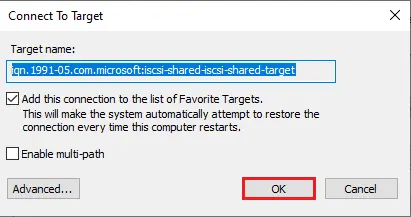 iSCSI initiator connect to target