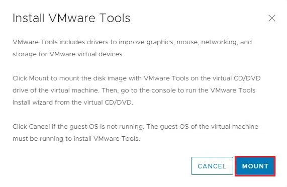 install vmware tools mount