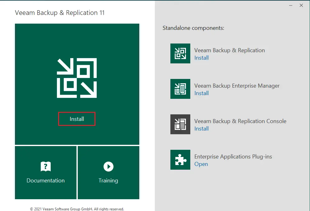 installing veeam backup and replication 11