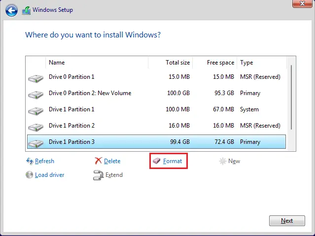 installing windows 11 partitions