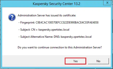 kaspersky security center certificate