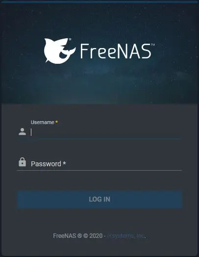 log in freenas