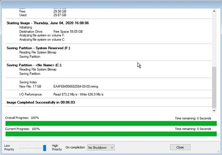 macrium overall progress