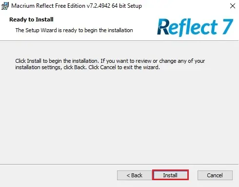 macrium reflect ready to install