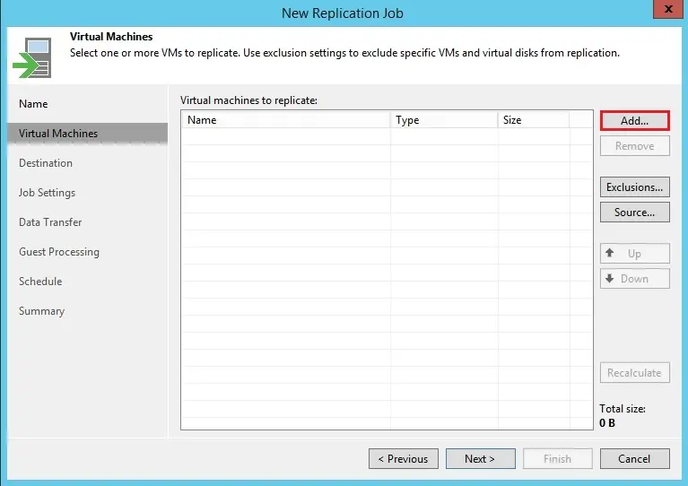 new replication job virtual machine