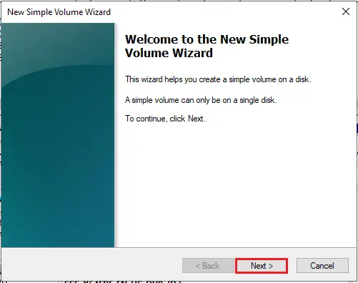 new simple volume wizard