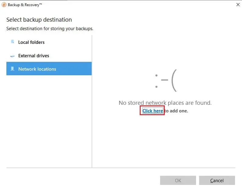 paragon select backup destination