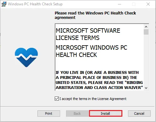 pc health check agreement