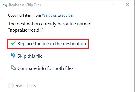 replace the files