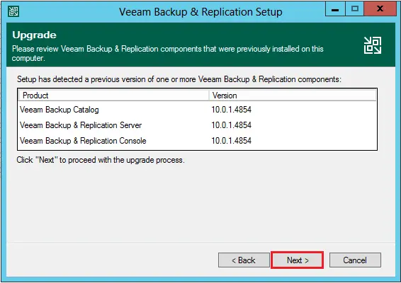 review the installed veeam components