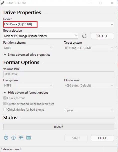 rufus device properties