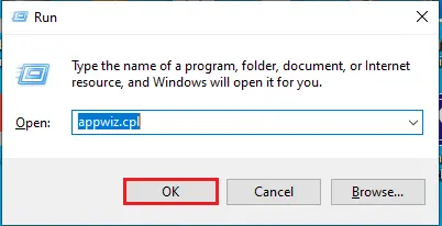run command appwiz.cpl
