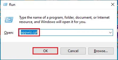 run command appwiz.cpl