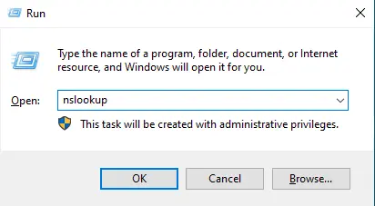 run nslookup