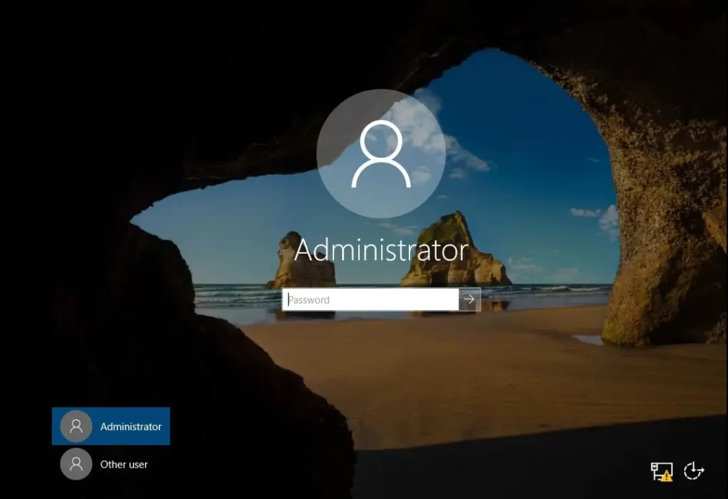 server 2019 login screen