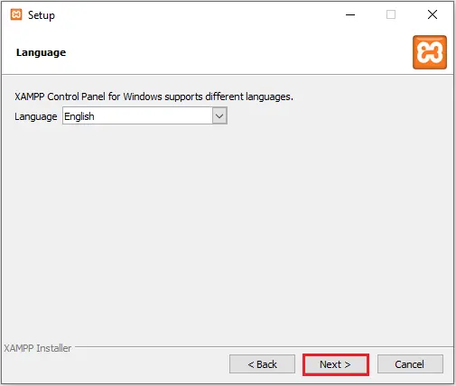 setup xampp language