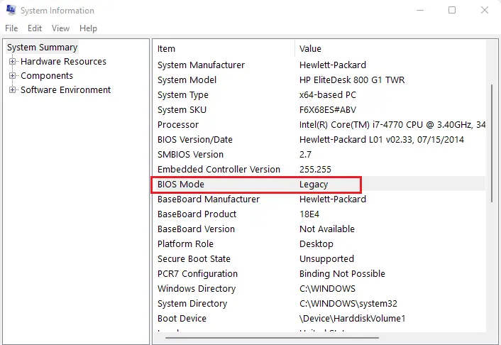 system information