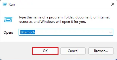 %temp% command in Run Command