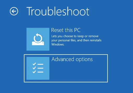 troubleshoot advanced options