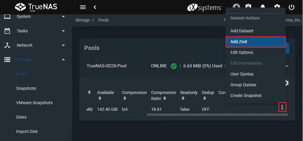 truenas add zvol