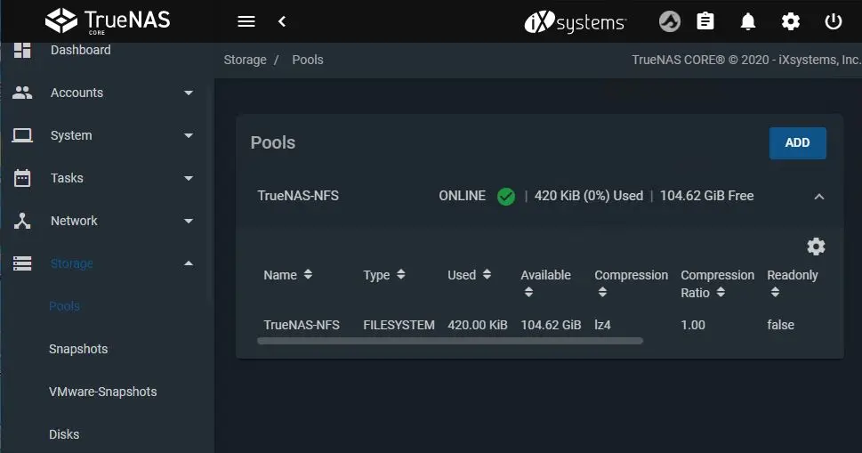 truenas core create pool