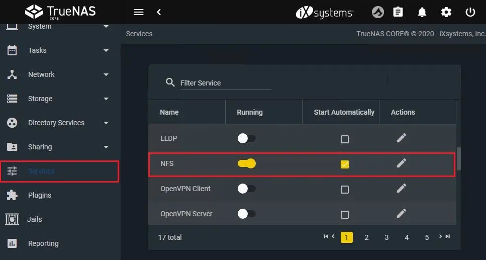 truenas core services