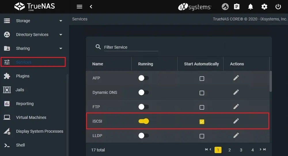 truenas core services