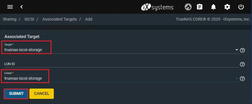 truenas iscsi add associate targets