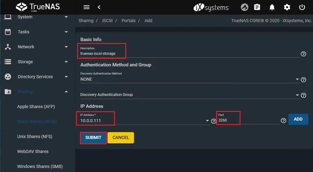 truenas iscsi add protals