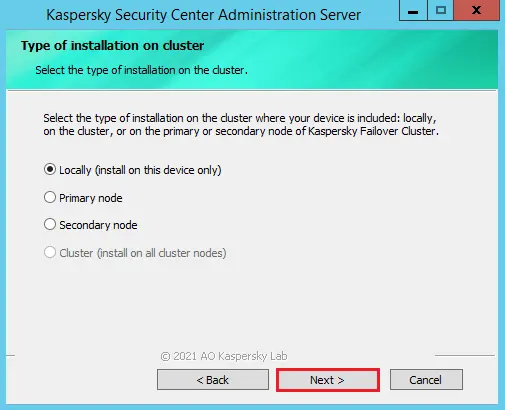 type of installation on cluster locally