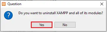 uninstall xampp