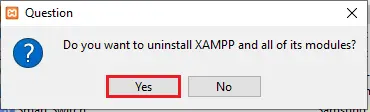 uninstall xampp