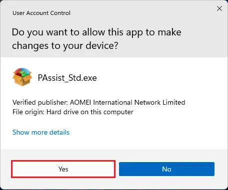 user account control PAssist_Std.exe