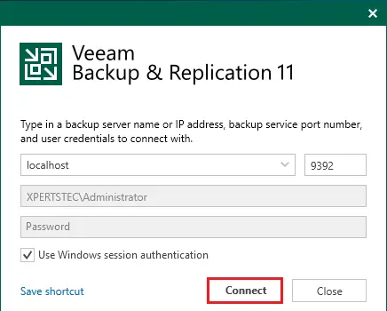 veeam 11 console connect