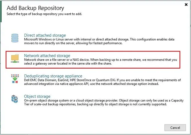 veeam add backup repository