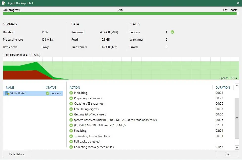 veeam backup job progress