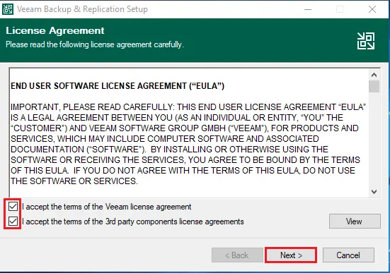 veeam backup license agreement