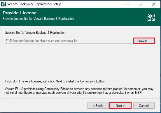 veeam backup provide license