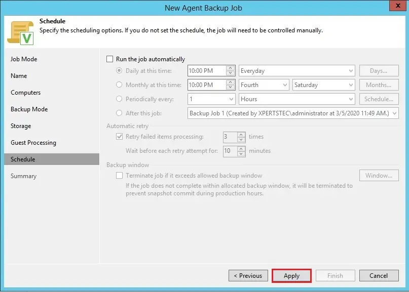 veeam backup schedule