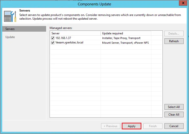 veeam components update