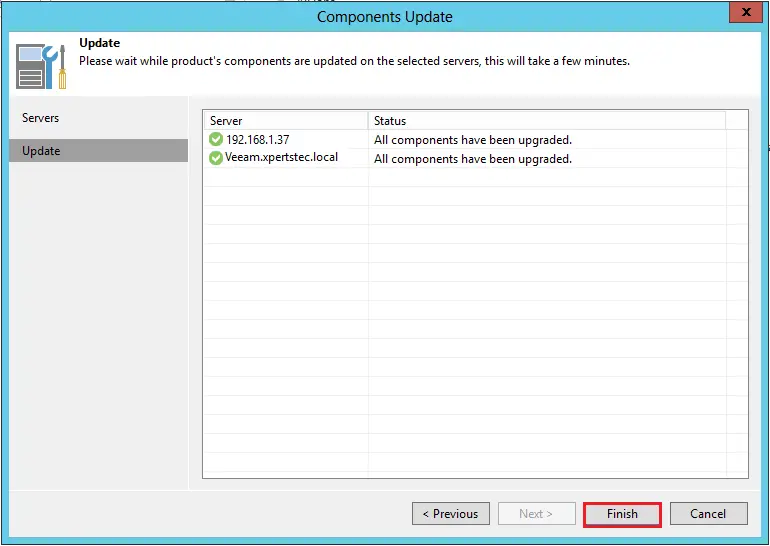 veeam components updated