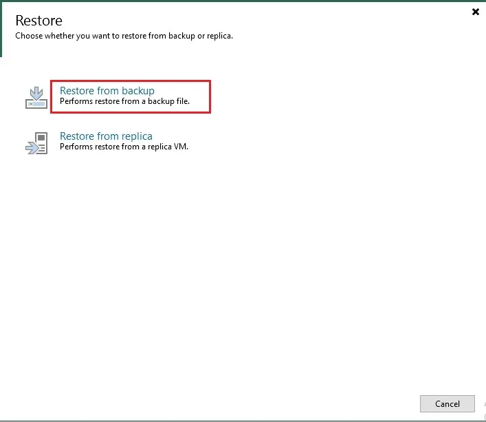 veeam restore from backup