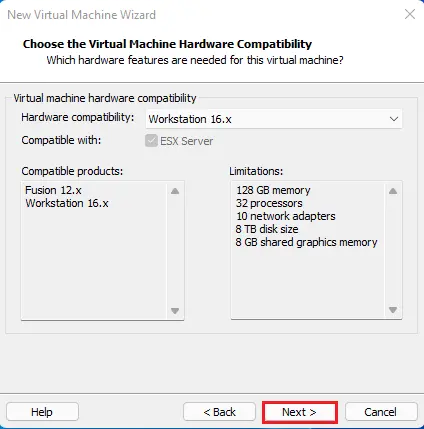 virtual machine hardware compatibility