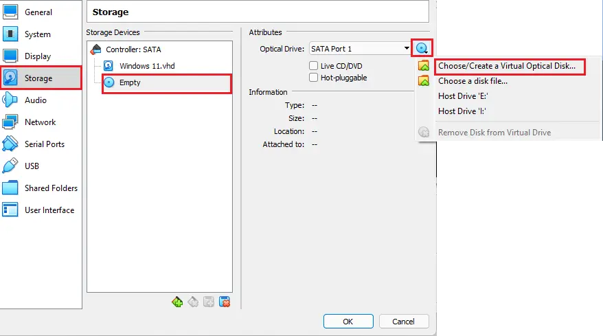 virtualbox virtual optical disk