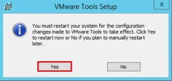 vmware tools setup restart