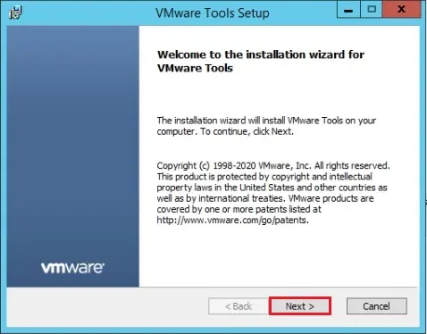 vmware tools setup