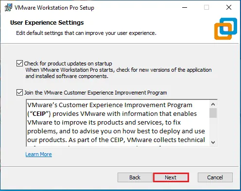 vmware user experience settings