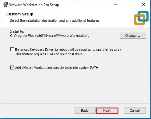 vmware workstation custom setup