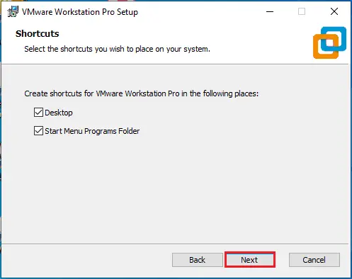 vmware workstation setup shortcuts